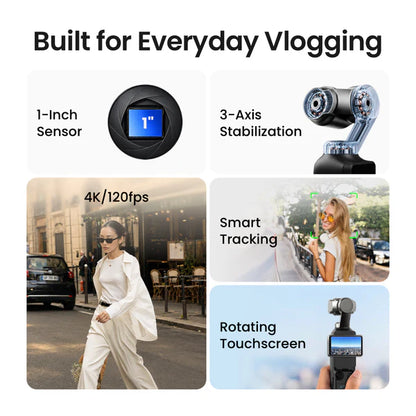 4K/120fps Pocket Gimbal Camera with 1" CMOS Sensor